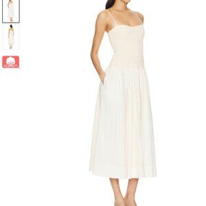 Romantic Cream Drop Waist Midi Dress for Bridal Event - Never Worn